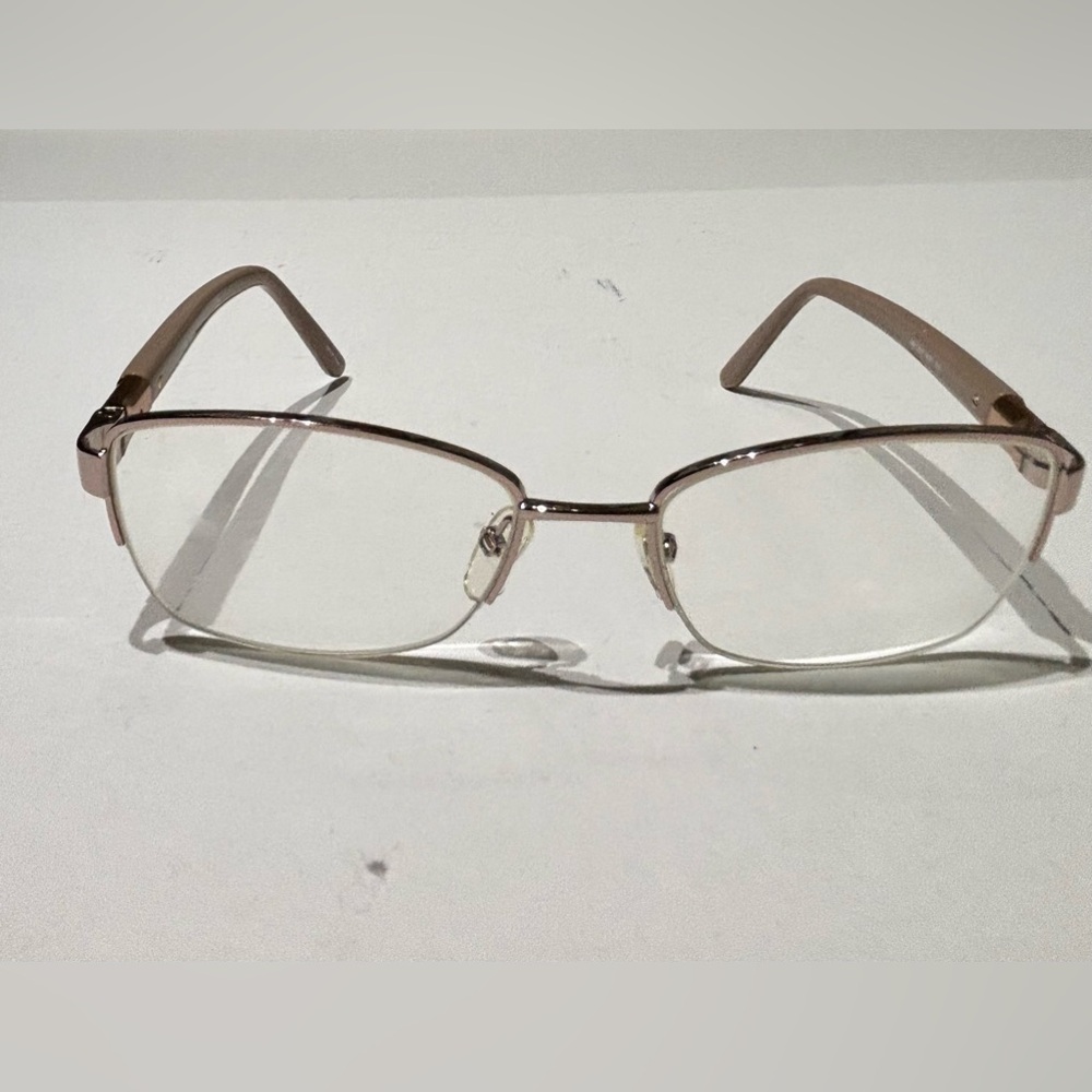 MaxMara Stylish Rose Gold Frame and Beige/Taupe Arm Glasses